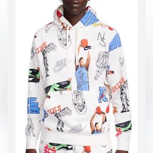 Nike printed pullover hoodie white sweatshirt unisex